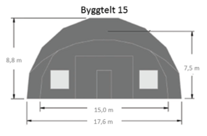 Byggtelt 15 cad innvendige og utvendige maal